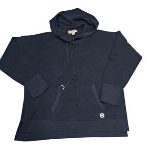 MICHAEL KORS Black Sweater Knit Hoodie Pullover Pocket Logo  XL Quality Cotton